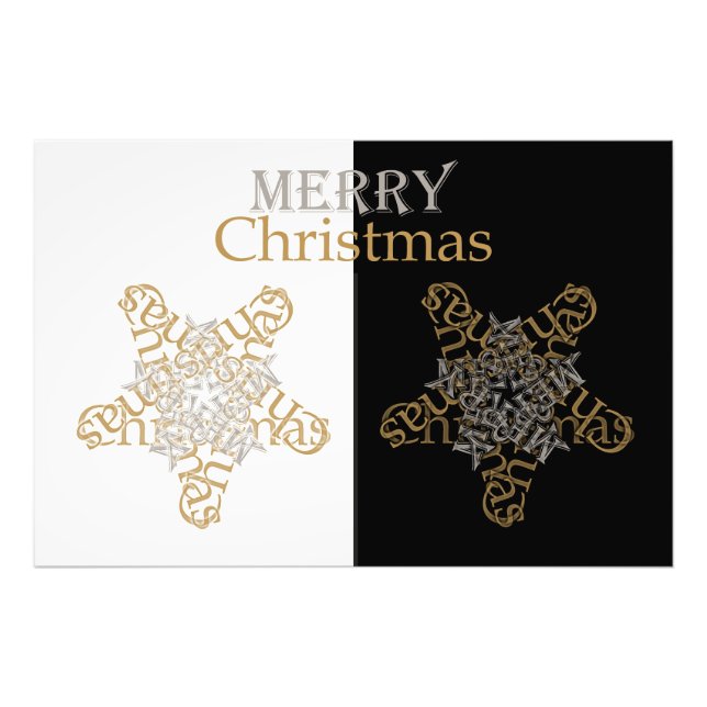 Foto Dourado e prateado Feliz Estrela de Natal, Preto e (Frente)