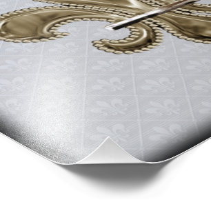Foto Dourado Fleur de Lis prateado bordas pretas