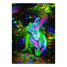 Foto Dragão do Coelho Psicodélico em Neon Fantasy
