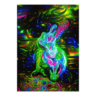 Foto Dragão do Coelho Psicodélico em Neon Fantasy