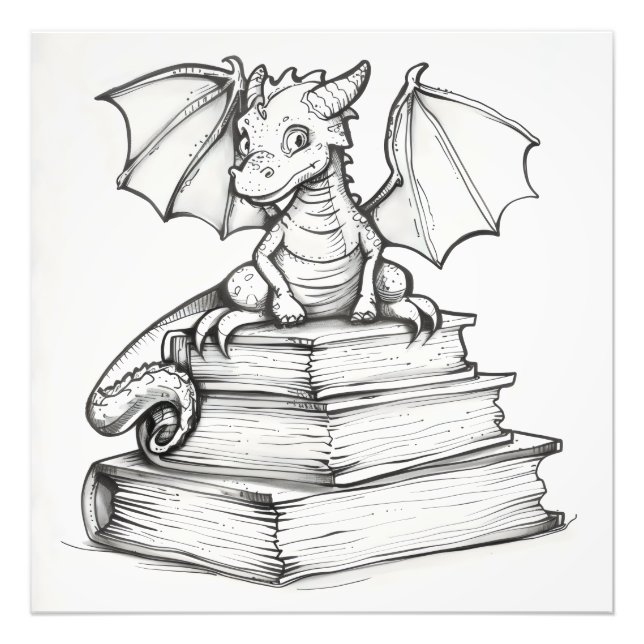 Foto Dragão Fofo e Livros (Frente)
