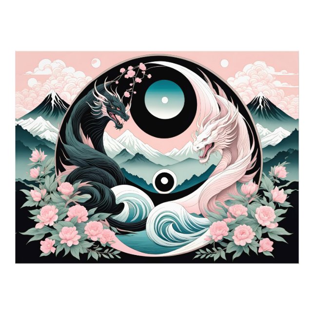 Foto Dragon Floral Mountain Pink Sage Teal (Frente)