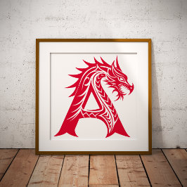 Foto Dragon Styled Letter A, Dragon Alphabet, Monogram