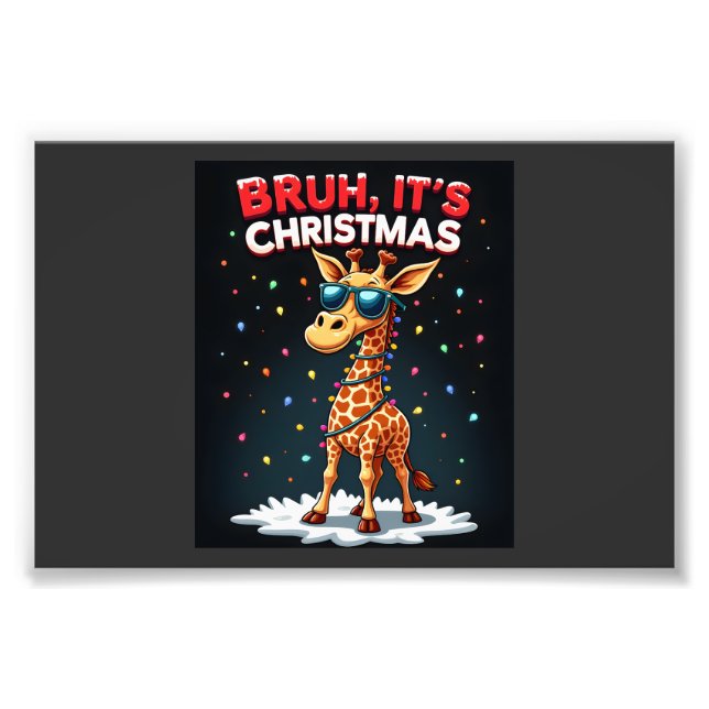 Foto É Natal Girafa Engraçada Dabbing Camisa Manga Long (Frente)
