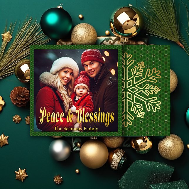 Foto e Script de Natal Elegante e Dourado (Festive Christmas Photo Holiday Script Greeting Card)