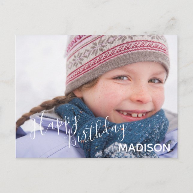 Foto e setas de aniversário felizes - Cartão posta (Frente)