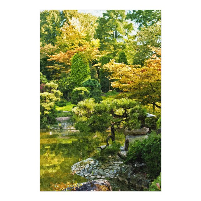 Foto Efeito de Pintura de Jardim Japonês Paisagem (Frente)