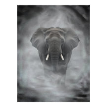 Elefante Africano em Névoa Serena Impasto