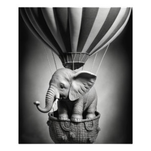 Foto Elefante bebê em balão de ar quente