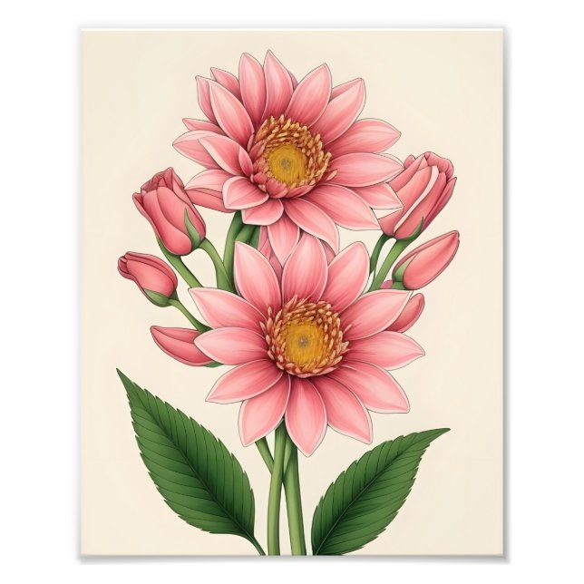 Foto Elegância Simples: Flor Rosa com Centro Amarelo (Frente)