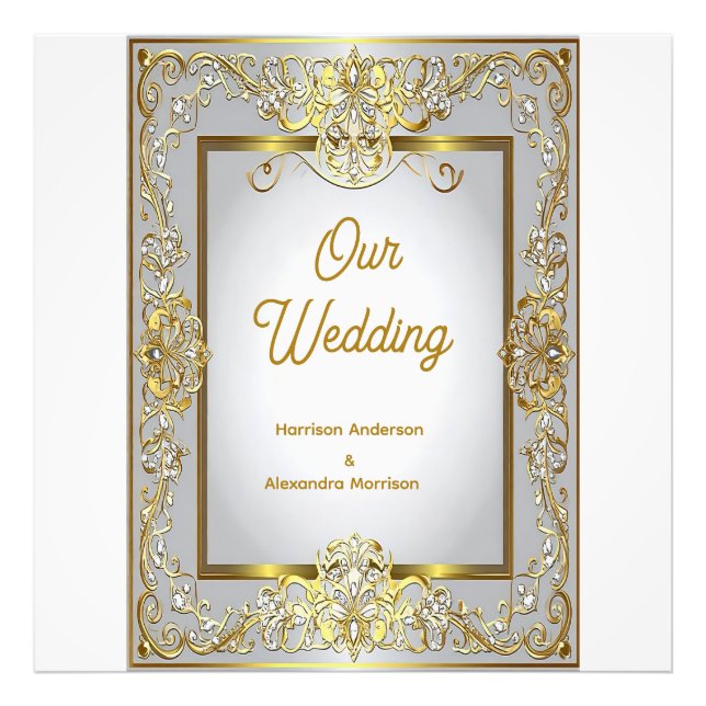 Foto Elegant Gold & Silver Wedding Invitation – Ornate  (Frente)