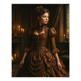 Foto Elegant Steampunk Victorian Lady in Brown 