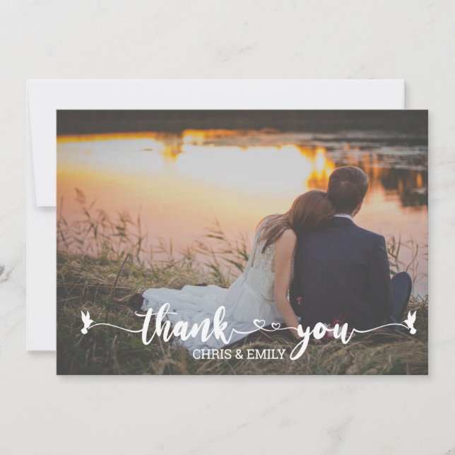 Foto elegante, coração e caligrafia de pássaros Ob (Frente)