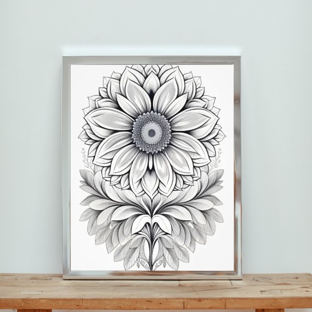 Foto Elegante Design Floral Branco e Preto (Criador carregado)