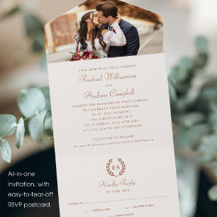 Foto Elegante Monograma Terracotta Cream Casamento