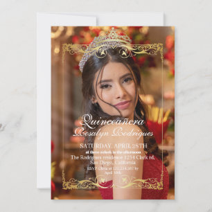 Foto Elegante Quinceañera Convite Dourado