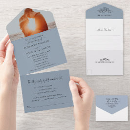 Foto Elegante Simples RSVP Dusty Blue