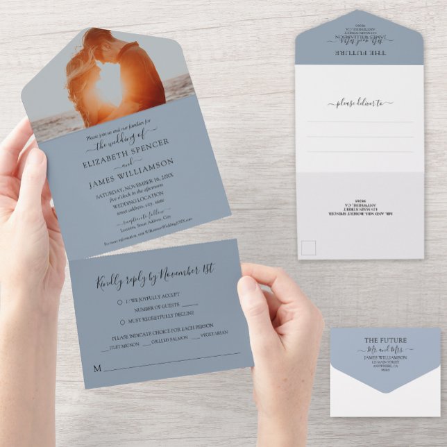 Foto Elegante Simples RSVP Dusty Blue (Criador carregado)