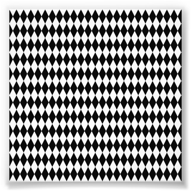 Foto Elegantes Rombos Geométricos Harlequim Preto Branc (Frente)