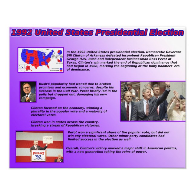 Foto Eleição Presidencial Do Estado Unidos Em 1992 (Frente)