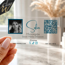 Foto em Azul Teal com Código QR Influenciador de M