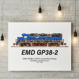 Foto EMD GP38-2 Locomotive diesel azul e branco GATX