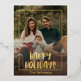 Foto Emoldurada Simples Feliz Natal Dourado