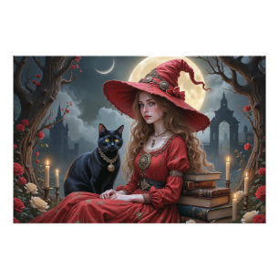 Foto Encantadora de Bruxa com Gato Negro