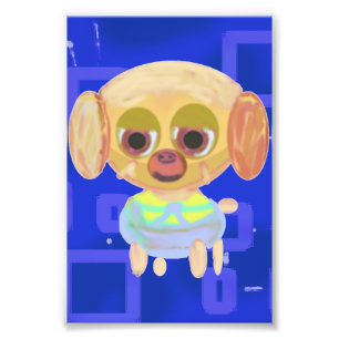 Foto Engraçado Cachorro Feliz e Entusiasmado em Azul Ge