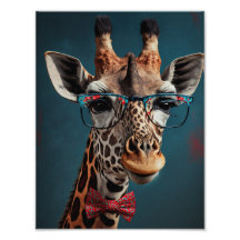 Engraçado Girafa Hipster Retratos Animais Engraçad