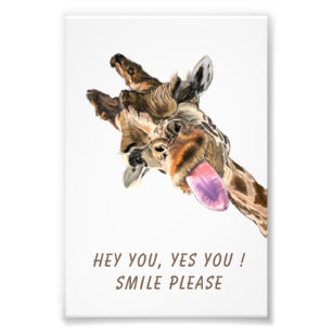 Foto Engraçado Girafa, língua para fora e Piscar os olh