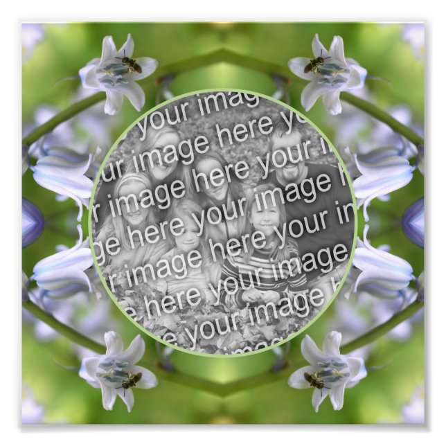 Foto Enquadramento de Flor de Bluebell com Abelha Crie  (Frente)