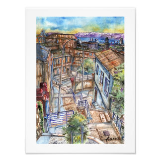Foto Escalera al plan de Valparaíso (acuarela).