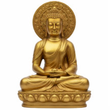 Buda Dourado com auréola de nimbus Estátua 2D