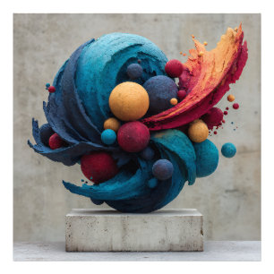 Foto Esfera Rachada Vibrante Escultura de Cor Explosiva