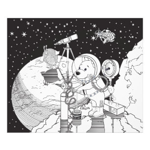 Foto Espaço corante com um filhote de astronauta