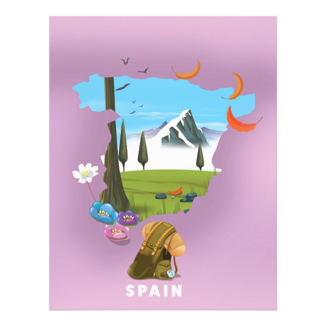 Foto Espanha de poster de viagens de mapa ilustrado (Frente)