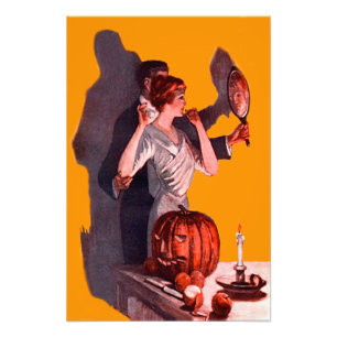 Foto Espelho de Casal Art Deco Abóbora Jack O Lantern