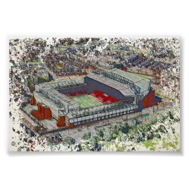 Foto Estádio Anfield Liverpool - Aquarela Artística (Frente)