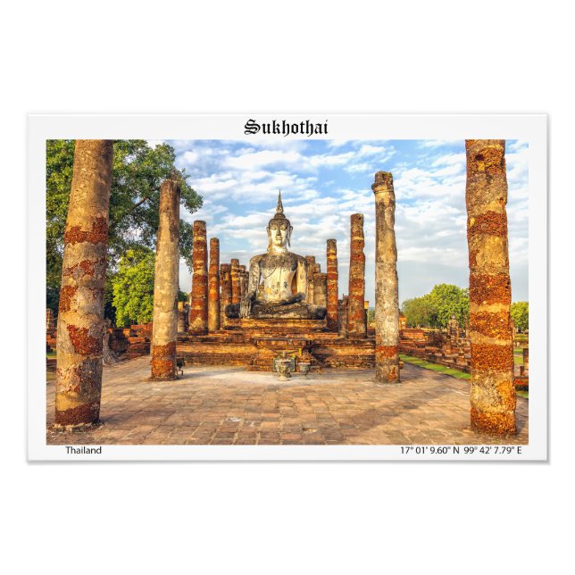 Foto estátua Buda, Wat Mahatha, Sukhothai (Frente)