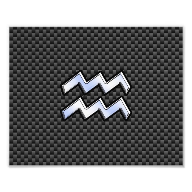 Foto Estilo de Fibra Carbono de Sinal Zodiac Aquário (Frente)