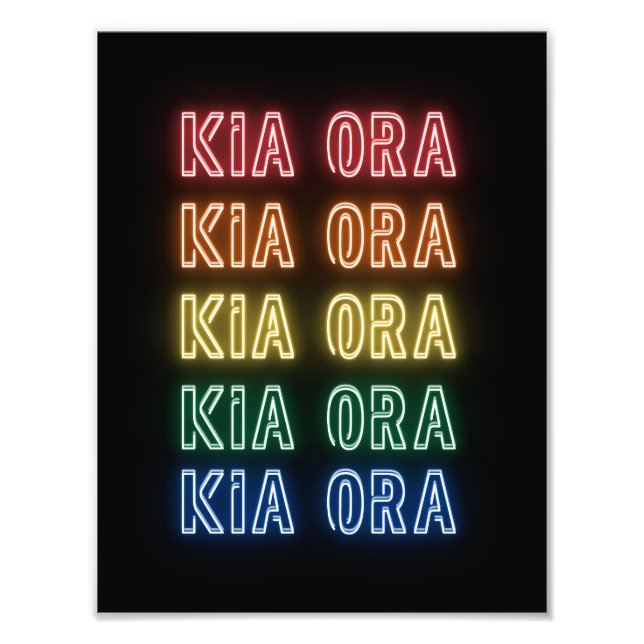 Foto Estilo de Letreiro de Neon Kia Ora Impressão de Ar (Frente)