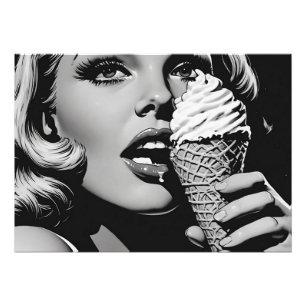 Foto Estilo gráfico BW de sorvete loira dos anos 50