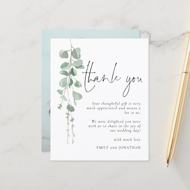 Foto Eucalyptus Moderno do Orçamento Obrigado (Frente/Verso In Situ)