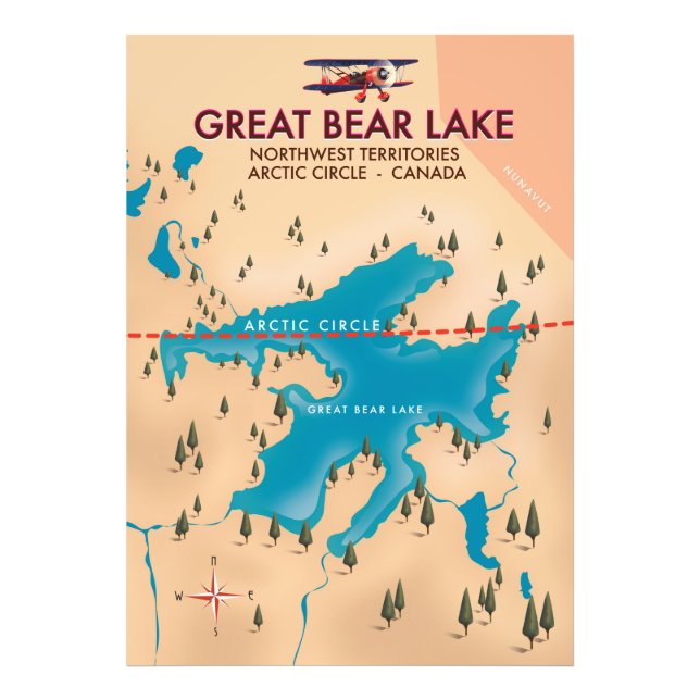 Foto Excelente Bear Lake, Canadá, mapa de arte do poste (Frente)