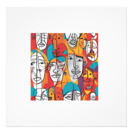 Foto Faces de Abstrato vibrantes - Arte de Linha Contem