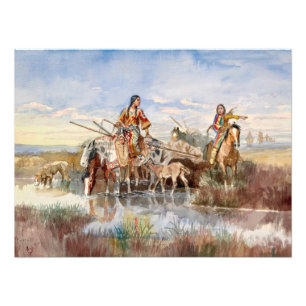 Foto Família Indiana com Travois por Charles M. Russell