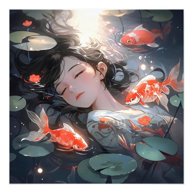 Foto Fantasy Anime Girl and Carps (Frente)