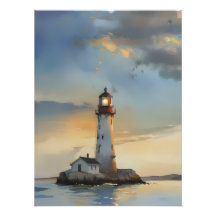 Farol Costeiro em uma Ilha Rochosa