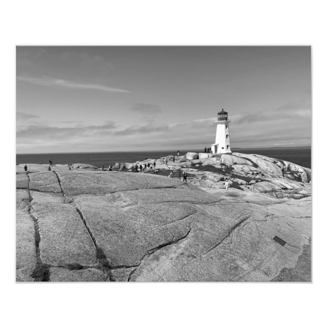 Foto Farol de Peggys Cove Preto e Branco (Frente)